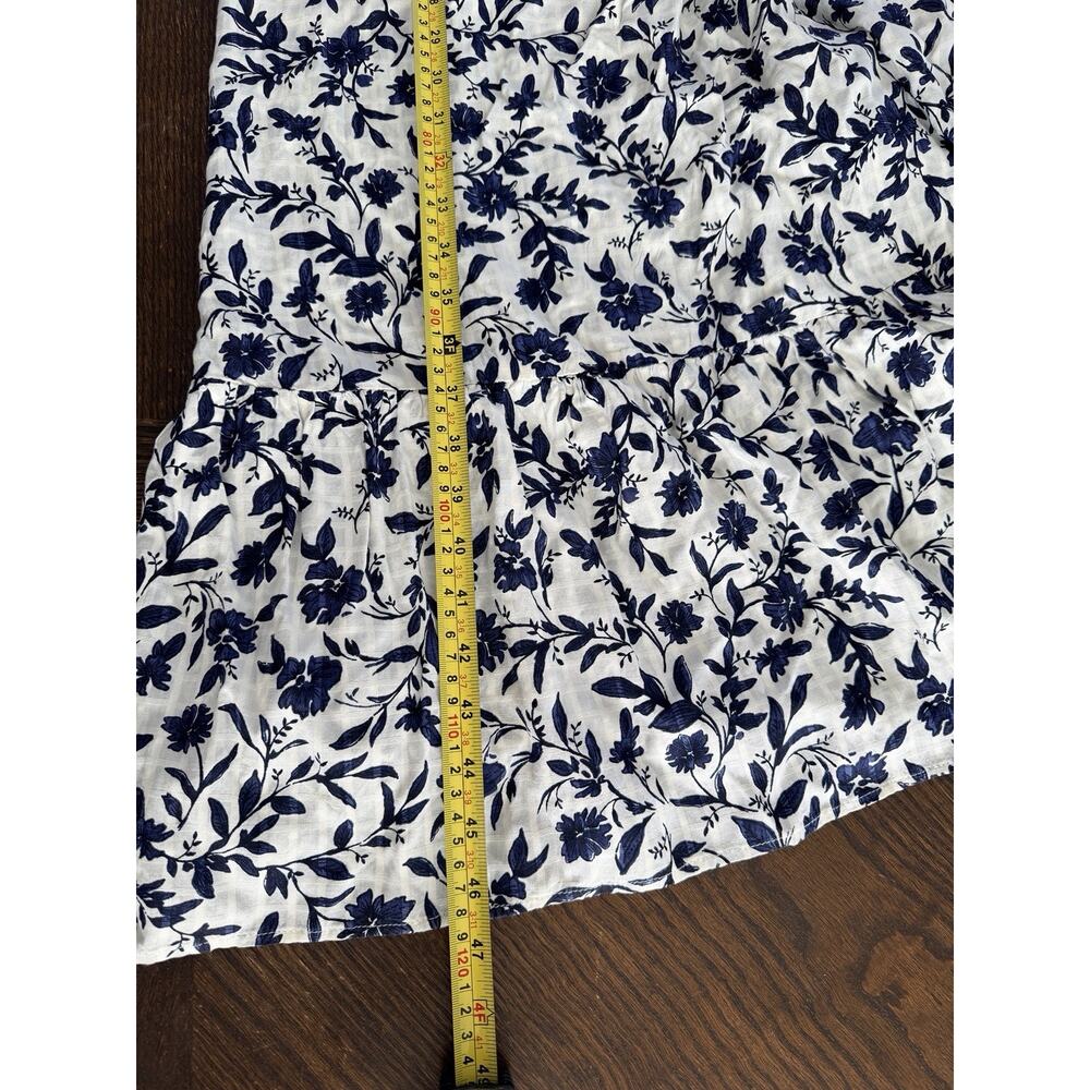 Old Navy Dress Womens L White Blue Floral Boho Long Sleeve Maxi Peasant - Picture 6 of 8